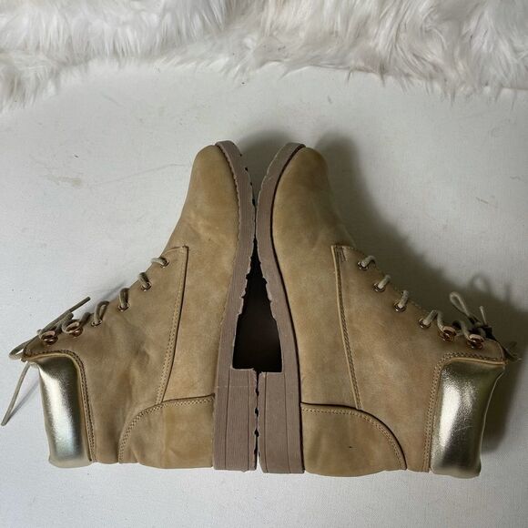 Twisted Timmy-22 women’s faux suede  combat boots with gold metallic tri… - Picture 5 of 8